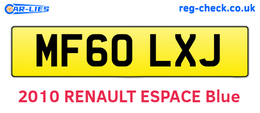 MF60LXJ are the vehicle registration plates.