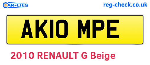 AK10MPE are the vehicle registration plates.