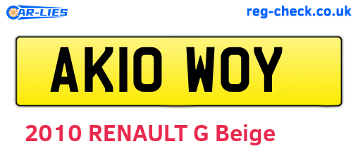 AK10WOY are the vehicle registration plates.