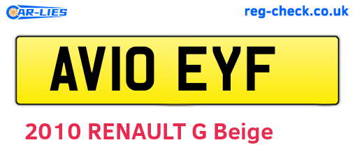 AV10EYF are the vehicle registration plates.