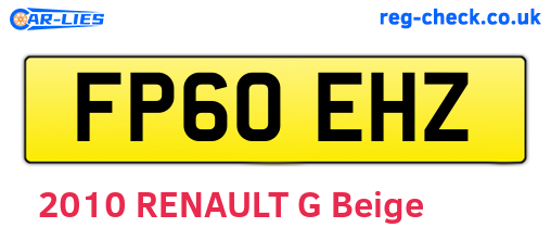 FP60EHZ are the vehicle registration plates.