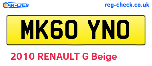 MK60YNO are the vehicle registration plates.