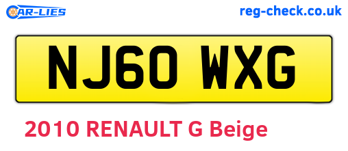 NJ60WXG are the vehicle registration plates.