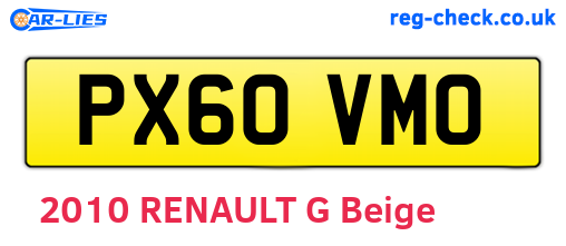 PX60VMO are the vehicle registration plates.