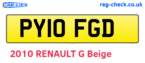 PY10FGD are the vehicle registration plates.