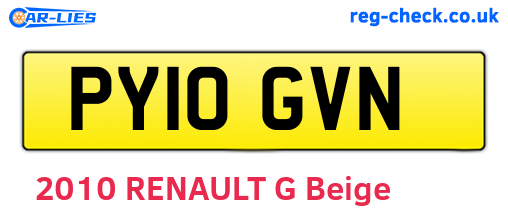 PY10GVN are the vehicle registration plates.