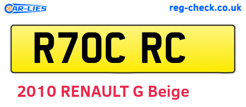 R70CRC are the vehicle registration plates.