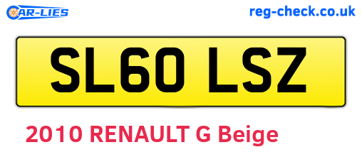 SL60LSZ are the vehicle registration plates.