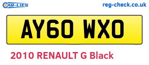 AY60WXO are the vehicle registration plates.