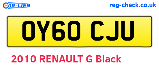 OY60CJU are the vehicle registration plates.