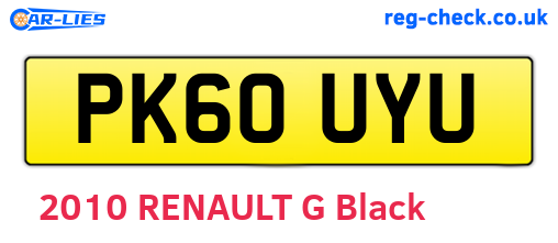 PK60UYU are the vehicle registration plates.
