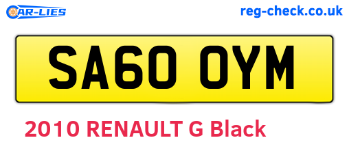 SA60OYM are the vehicle registration plates.