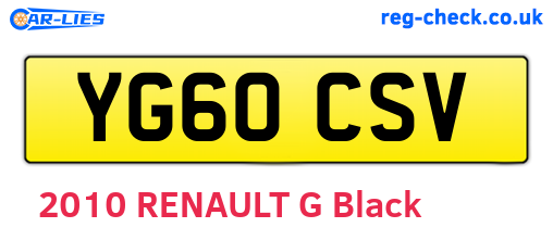 YG60CSV are the vehicle registration plates.