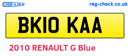 BK10KAA are the vehicle registration plates.