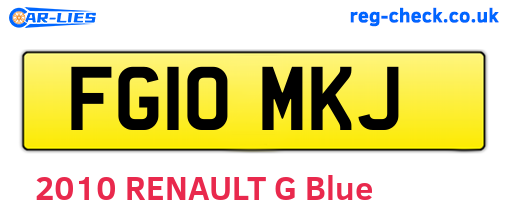 FG10MKJ are the vehicle registration plates.