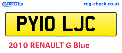 PY10LJC are the vehicle registration plates.