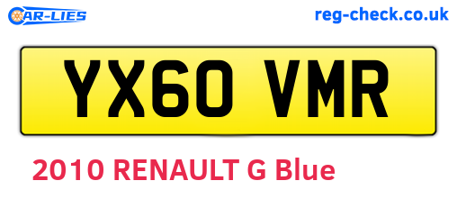 YX60VMR are the vehicle registration plates.
