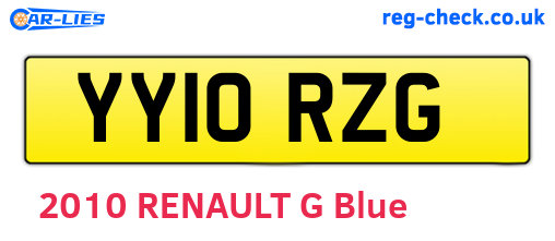 YY10RZG are the vehicle registration plates.