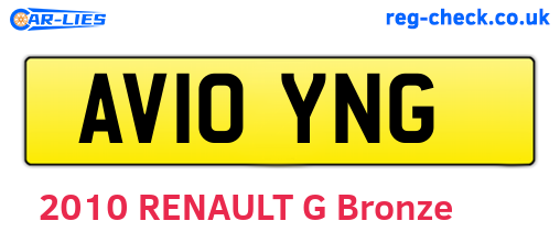 AV10YNG are the vehicle registration plates.