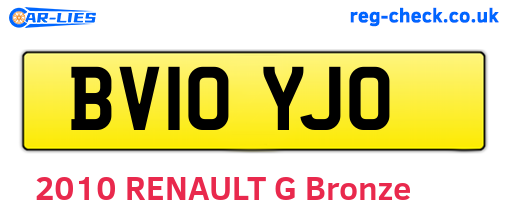 BV10YJO are the vehicle registration plates.