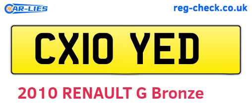 CX10YED are the vehicle registration plates.