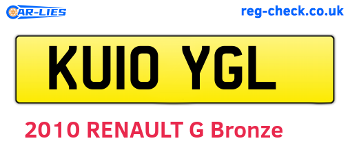 KU10YGL are the vehicle registration plates.