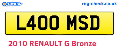 L400MSD are the vehicle registration plates.