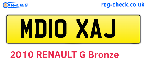 MD10XAJ are the vehicle registration plates.