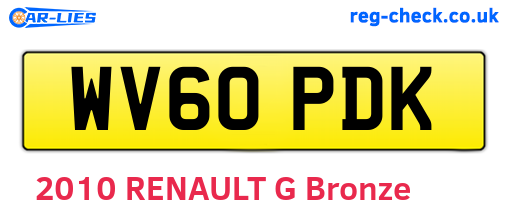 WV60PDK are the vehicle registration plates.