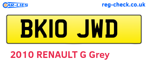 BK10JWD are the vehicle registration plates.