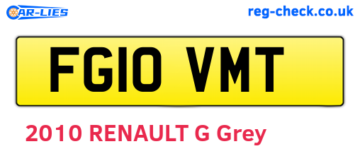 FG10VMT are the vehicle registration plates.