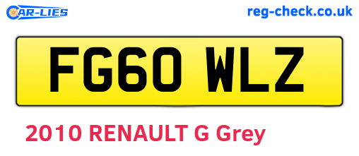 FG60WLZ are the vehicle registration plates.