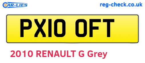 PX10OFT are the vehicle registration plates.