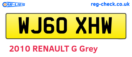 WJ60XHW are the vehicle registration plates.