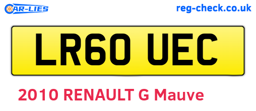 LR60UEC are the vehicle registration plates.
