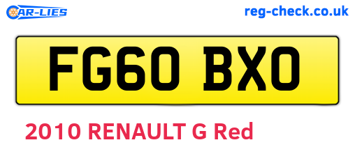 FG60BXO are the vehicle registration plates.
