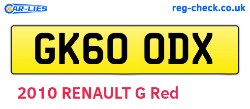 GK60ODX are the vehicle registration plates.