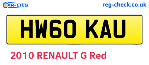 HW60KAU are the vehicle registration plates.