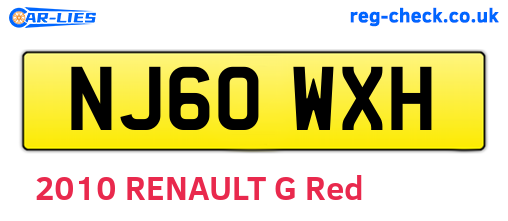 NJ60WXH are the vehicle registration plates.