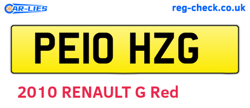 PE10HZG are the vehicle registration plates.