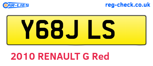 Y68JLS are the vehicle registration plates.