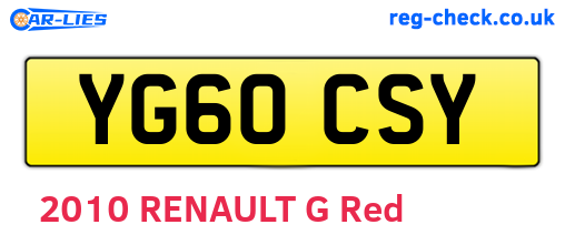 YG60CSY are the vehicle registration plates.