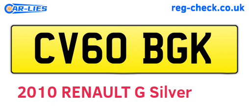 CV60BGK are the vehicle registration plates.
