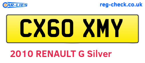 CX60XMY are the vehicle registration plates.