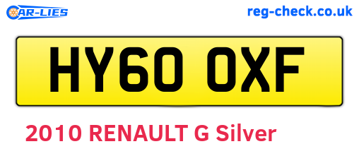 HY60OXF are the vehicle registration plates.