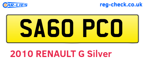 SA60PCO are the vehicle registration plates.