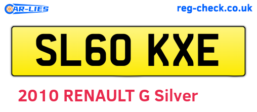 SL60KXE are the vehicle registration plates.