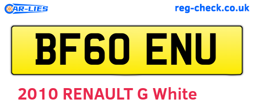 BF60ENU are the vehicle registration plates.