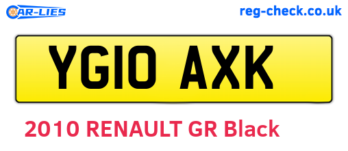 YG10AXK are the vehicle registration plates.