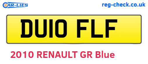 DU10FLF are the vehicle registration plates.